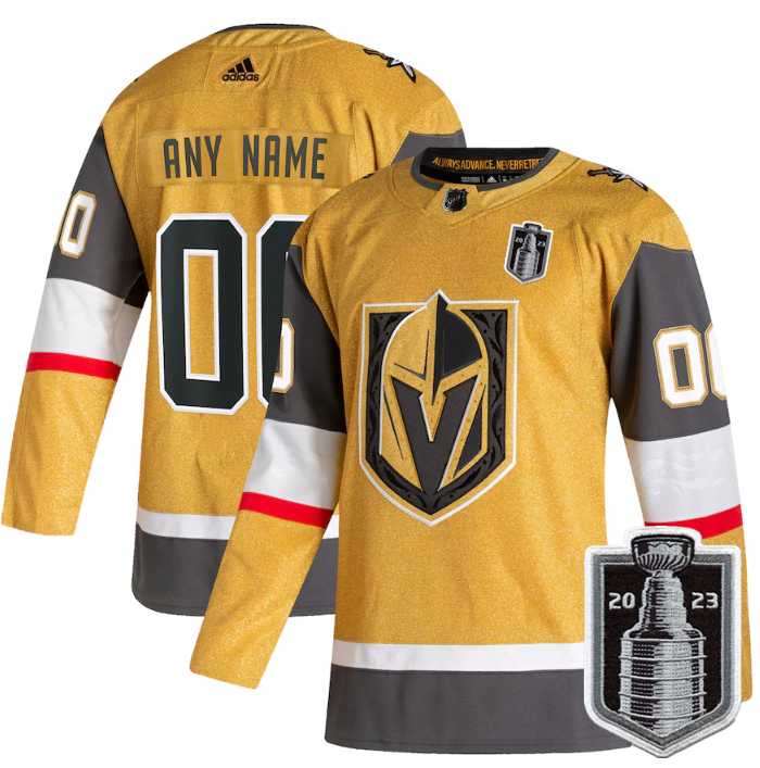 Men%27s Vegas Golden Knights Active Player Custom Gold 2023 Stanley Cup Final Stitched Jersey